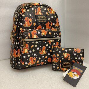 Loungefly Charmander Daisy print bag, wallet and make up bag Set NWT